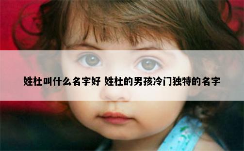 姓杜叫什么名字好 姓杜的男孩冷门独特的名字
