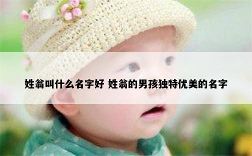 姓翁叫什么名字好 姓翁的男孩独特优美的名字