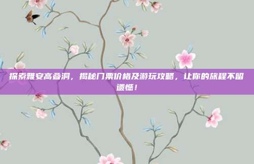 探索雅安高叠洞，揭秘门票价格及游玩攻略，让你的旅程不留遗憾！