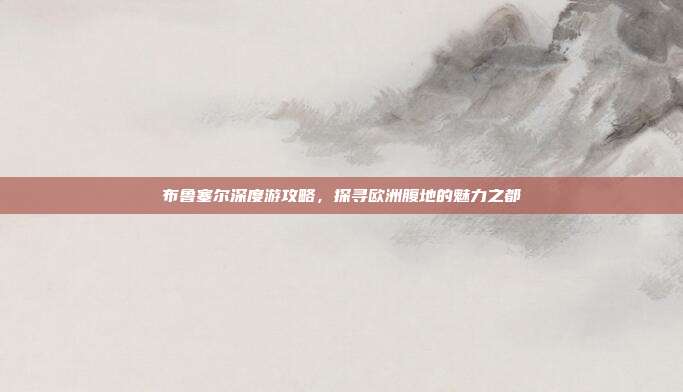 布鲁塞尔深度游攻略，探寻欧洲腹地的魅力之都