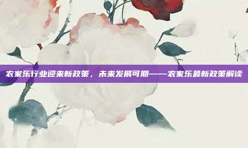 农家乐行业迎来新政策，未来发展可期——农家乐最新政策解读