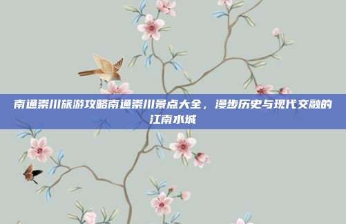 南通崇川旅游攻略南通崇川景点大全，漫步历史与现代交融的江南水城