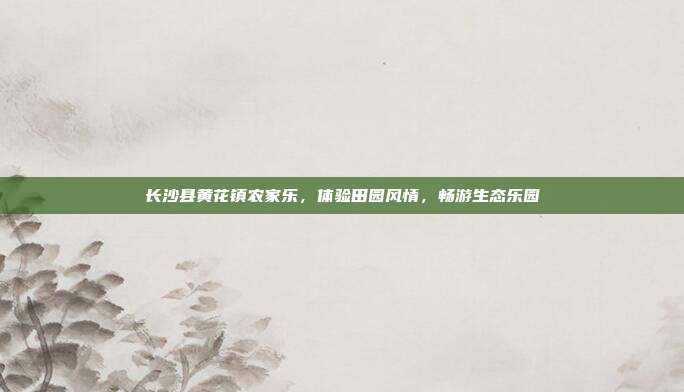 长沙县黄花镇农家乐，体验田园风情，畅游生态乐园