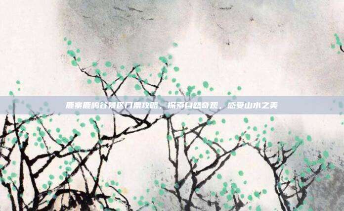 鹿寨鹿鸣谷景区门票攻略，探索自然奇观，感受山水之美