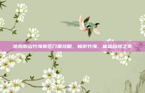 溧阳南山竹海景区门票攻略，畅游竹海，体验自然之美