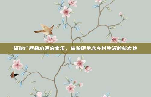 探秘广西碧水源农家乐，体验原生态乡村生活的新去处