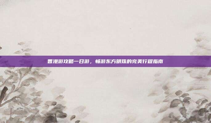 香港游攻略一日游，畅游东方明珠的完美行程指南