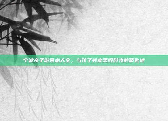 宁波亲子游景点大全，与孩子共度美好时光的精选地
