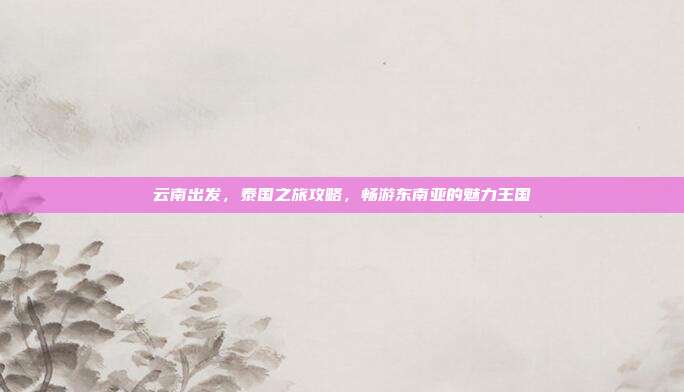 云南出发，泰国之旅攻略，畅游东南亚的魅力王国