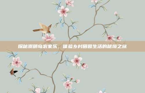 探秘崇明岛农家乐，体验乡村田园生活的秘境之旅