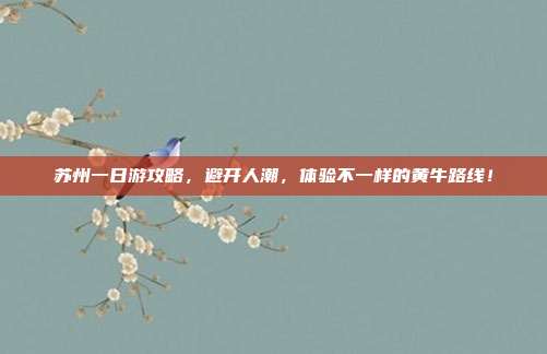 苏州一日游攻略，避开人潮，体验不一样的黄牛路线！