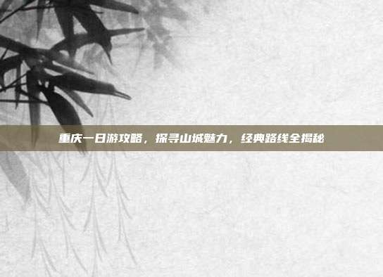 重庆一日游攻略，探寻山城魅力，经典路线全揭秘