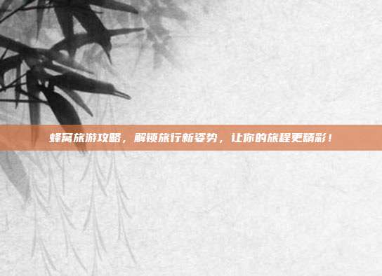 蜂窝旅游攻略，解锁旅行新姿势，让你的旅程更精彩！