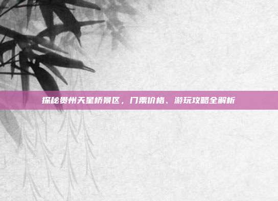 探秘贵州天星桥景区，门票价格、游玩攻略全解析