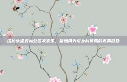 探秘朱雀森林公园农家乐，自然风光与乡村体验的完美融合