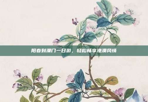 阳春到澳门一日游，轻松畅享港澳风情