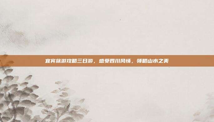 宜宾旅游攻略三日游，感受四川风情，领略山水之美
