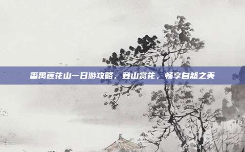 番禺莲花山一日游攻略，登山赏花，畅享自然之美
