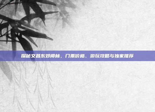 探秘文昌东郊椰林，门票价格、游玩攻略与独家推荐