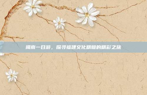 闽南一日游，探寻福建文化精髓的精彩之旅