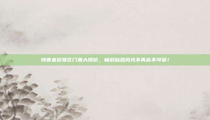 特惠来袭景区门票大降价，畅游自然风光不再高不可攀！