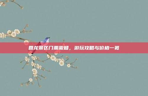 回龙景区门票需知，游玩攻略与价格一览
