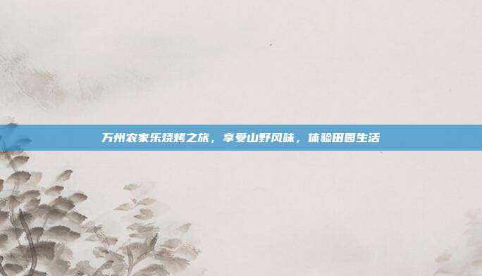 万州农家乐烧烤之旅，享受山野风味，体验田园生活