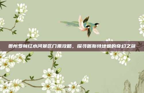 贵州罗甸红水河景区门票攻略，探寻喀斯特地貌的奇幻之旅