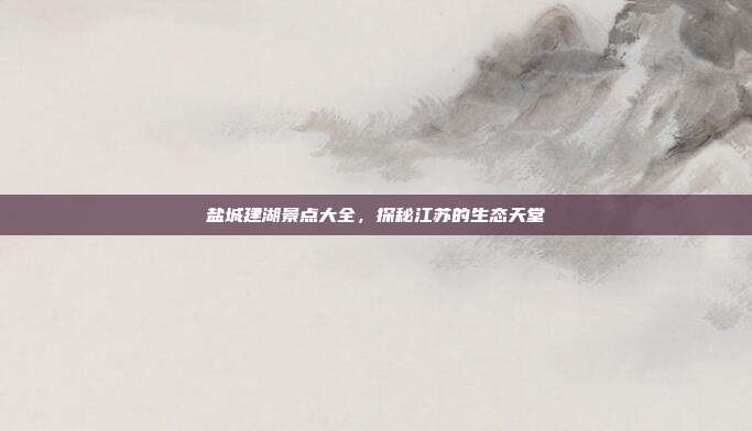 盐城建湖景点大全，探秘江苏的生态天堂