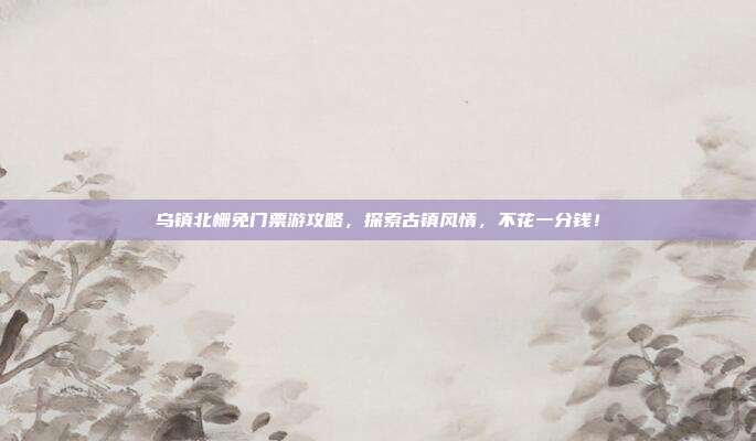 乌镇北栅免门票游攻略，探索古镇风情，不花一分钱！