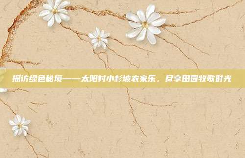 探访绿色秘境——太阳村小杉坡农家乐，尽享田园牧歌时光