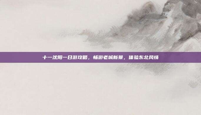 十一沈阳一日游攻略，畅游老城新景，体验东北风情