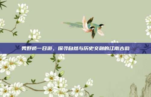 秀野桥一日游，探寻自然与历史交融的江南古韵