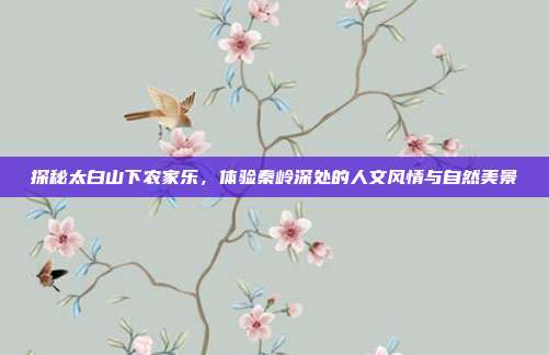 探秘太白山下农家乐，体验秦岭深处的人文风情与自然美景
