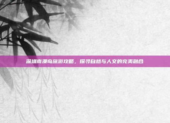 深圳南澳岛旅游攻略，探寻自然与人文的完美融合