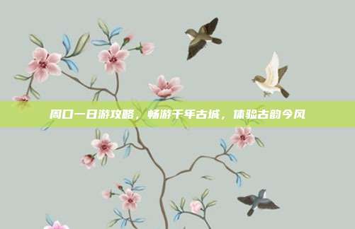 周口一日游攻略，畅游千年古城，体验古韵今风