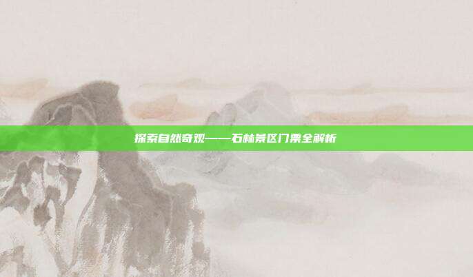 探索自然奇观——石林景区门票全解析