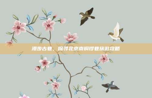 漫步古巷，探寻北京南铜锣巷旅游攻略
