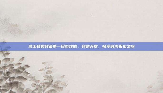 波士顿奥特莱斯一日游攻略，购物天堂，畅享时尚折扣之旅