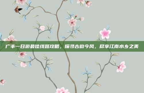广丰一日游最佳线路攻略，探寻古韵今风，尽享江南水乡之美