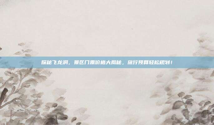 探秘飞龙洞，景区门票价格大揭秘，旅行预算轻松规划！