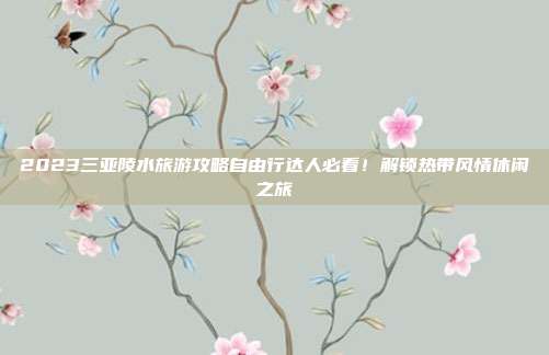 2023三亚陵水旅游攻略自由行达人必看！解锁热带风情休闲之旅