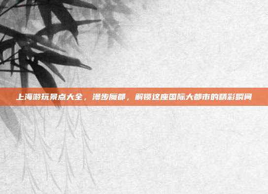 上海游玩景点大全，漫步魔都，解锁这座国际大都市的精彩瞬间