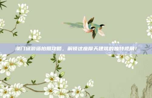 澳门旅游塔拍照攻略，解锁这座摩天建筑的独特视角！