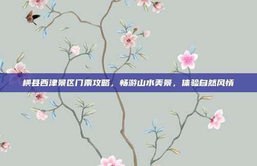 横县西津景区门票攻略，畅游山水美景，体验自然风情