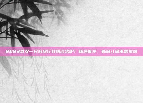 2023武汉一日游旅行社排名出炉！精选推荐，畅游江城不留遗憾