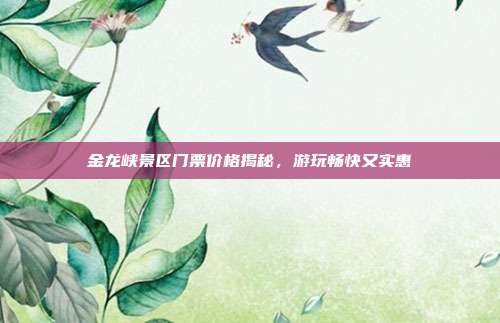 金龙峡景区门票价格揭秘，游玩畅快又实惠