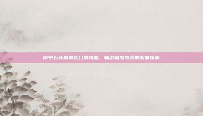 南宁石头寨景区门票攻略，畅游自然奇观的必备指南