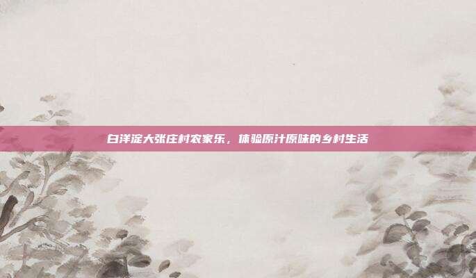 白洋淀大张庄村农家乐，体验原汁原味的乡村生活