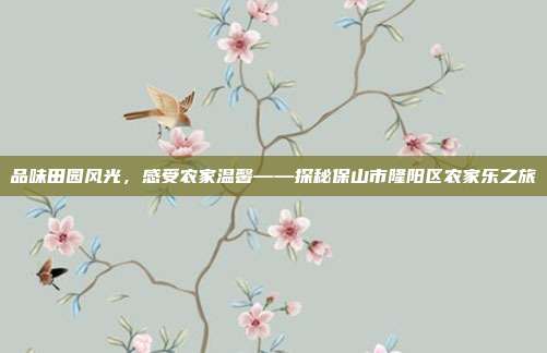 品味田园风光，感受农家温馨——探秘保山市隆阳区农家乐之旅